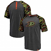 Anaheim Ducks Fanatics Branded Heathered GrayCamo Recon Camo Raglan T-Shirt